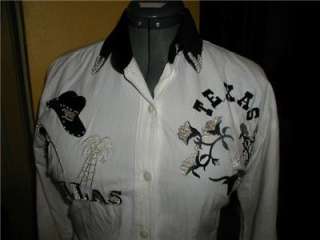Ladies L Western TEXAS Shirt RODEO Dallas Silver Thread  
