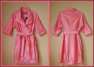 Rickie Freeman Teri Jon Coral Mango 100% Silk Trench coat / dress 6 S 