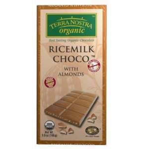 TERRA NOSTRA organic Ricemilk Choco with Almonds Bar, 3.5 Ounce Bars 