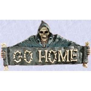   medieval Skeleton welcome plaque gothic goulish bones 