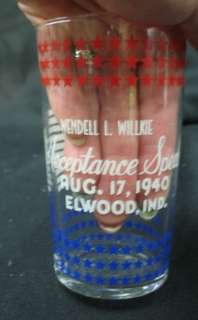 1940 GOP souvenir glass tumbler willkie for president A  