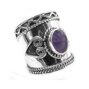 Sterling Silver Society Medieval Amethyst Armour Ring Size 7(Sizes 5,6 