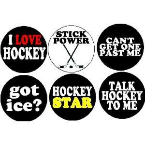  Set of 6 HOCKEY 1.25 Magnets ~ Hockey Team Love 