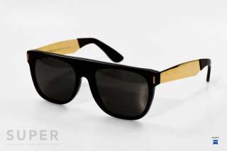   Super Sunglasses Flat Top Francis Ciccio Black Gold 180  