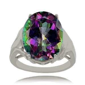  Mystic Fire Topaz Ring in Sterling Silver   9 CTTW Oval 