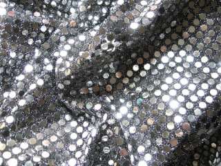 G03 Shiny Silver Sequin Black Fabric Material by Meter  