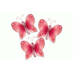    Emily Butterfly craft dcor   3 red   set of 3