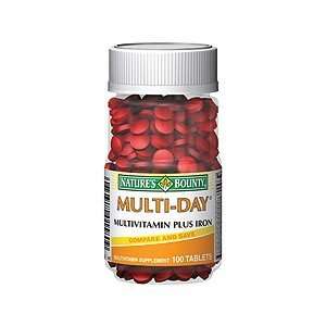  NATURES BOUNTY MULTI DAY PLUS IRON 1580 100Tablets Health 