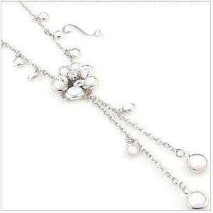 Fashion Lovely Camellia Rhinestone Tassels Necklace New  