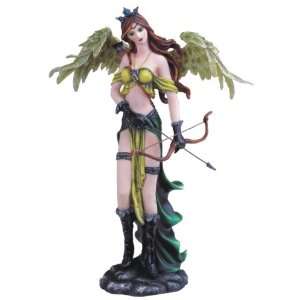  Green Fairy With Angel Wings With Bow And Arrow Figurine 