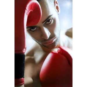  Boxer in Red Gloves Fighting   Peel and Stick Wall Decal 