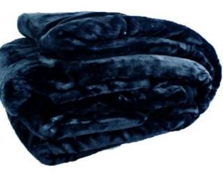Solid Plush Super Soft Faux Mink Blanket Queen Size New   Black Navy 