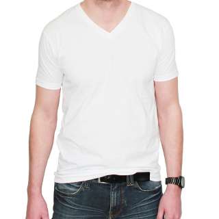   Fitted Pure White V Neck T Shirt Premium Fit Plain Blank Tee  