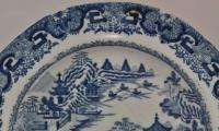Herculaneum Blue & White Flying Pennant Chinoiserie Pearlware Plate 