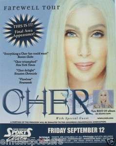   FAREWELL TOUR SAN DIEGO CONCERT POSTER   Cher smiling in blonde wig