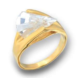  Womens Young Line Clear Cubic Zirconia Gold Tone Ring 