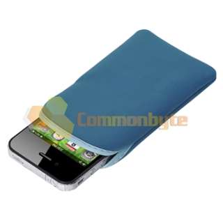 Smoke Diamond Rubber Case Skin+Blue Pocket For iPhone 4  