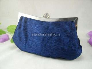 Royal Blue Weaved Satin Crystal Frame Wedding Clutch Bag 13 Colors 