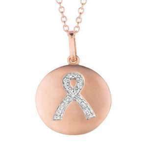   TDW Diamond Round Breast Cancer Awareness Ribbon Disc Pendant Jewelry