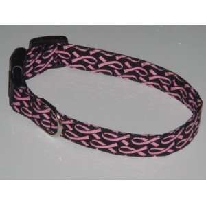  Breast Cancer Awareness Ribbons Black Pink Dog Collar X 