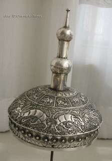Tribe Exotic Chinese Handmade Carved Miao Silver Hat  