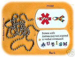 Autism ID Dog Tag   Person with Autism may not  