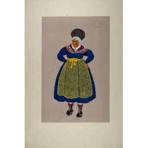   Woman Costume Dress Briancon   Orig. Print (Pochoir)