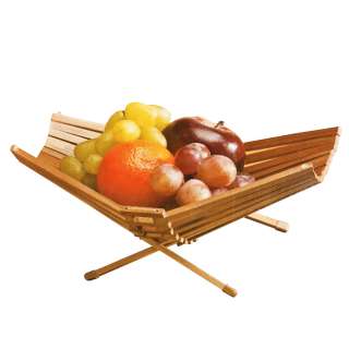 Chef Collection Foldable Bamboo Fruit Produce Basket Bowl 100% Eco 