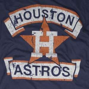   Astros Distressed Logo Tailored T Shirt (Navy)