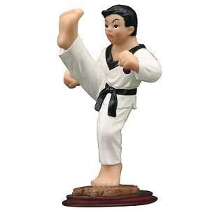  Silver j Taekwondo figurine, front kick, martial arts gift 