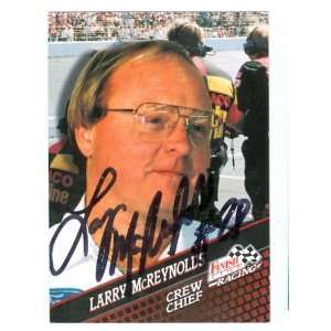 Larry McReynolds Autographed/Hand Signed Trading Card (Auto Racing 