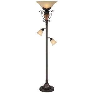  Traditional Bronze Crackle Tree Torchiere Floor Lamp