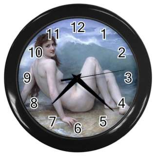 Bouguereau   The Wave   Wall Clock (Black)  