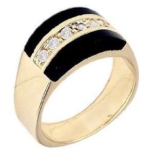  Tqw30731LJB T11 CZ and Black Onyx Decorative Ring (7 