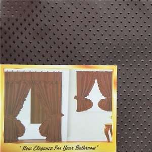  Brown Fabric Double Swag Shower Curtain with Matching Window Curtain 