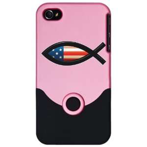  iPhone 4 or 4S Slider Case Pink US Christian Fish Ichthys 