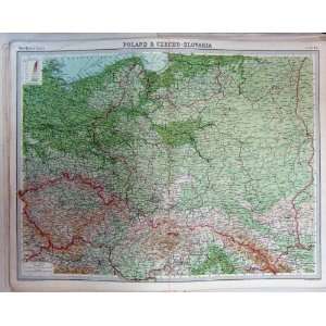  MAP POLAND CZECHO SLOVAKIA POLAND GERMANY ATLAS c1922 