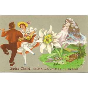 1950s Vintage Postcard Swiss Chalet   Bismarck Hotel 