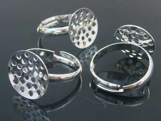 50 Sterling Silver Plated Glue on Adjustable Ring Blank  