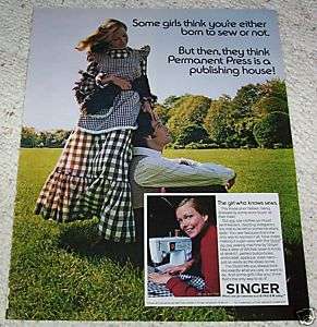 1972 Singer sewing machine SUSAN BLAKELY 1 page AD  
