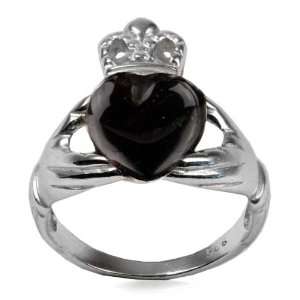  Natural Dark Cherry Color Amber Sterling Silver Claddagh 