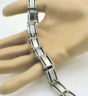 Mens Stainless Steel Bracelet 0.50 CTW Diamonds 8.5 long  
