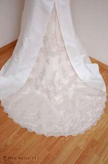 Eden Bridals Ivory & Blush Satin w/ Lace Strapless Wedding Dress 10 