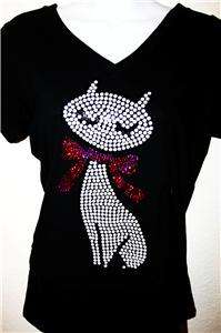 Bling Sparkle Cat T shirt Tee Tank Sequins ALL SIZES  