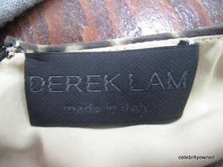 Derek Lam Gray/Green Lopeard Ruffle Bottom Dress 8  