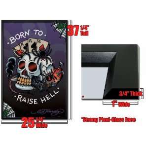  Framed Ed Hardy Skull Born Raise Hell Poster FrPp31564A 
