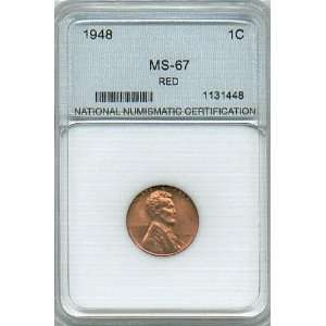 1948 Lincoln Cent Ms 67 Red NNC 