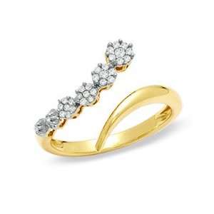  Journey Diamond Seven Stone Bypass Ring in 10K Gold   Size 