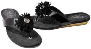 Coach Leather Suki Flower Thong Sandals NEW Womens Shoes  