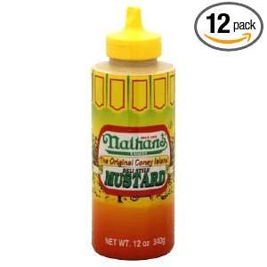 Nathan Coney Island Mustard, Squeeze Bottle, 12 Ounce (Pack of 12 